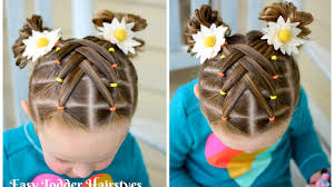 Knotted hairstyle for shorter hair. Cascading Weaved Elastics Little Girl Hairstyle Youtube