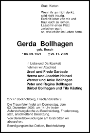 Inhaber, geschäftsführer, pero + partner gmbh. Traueranzeigen Von Gerda Bollhagen Nordwest Trauer De