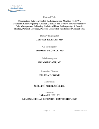 Protocol Title Comparison Between Cooled Radiofrequency Ablation (C-RFA),  Standard Radiofrequency Ablation (t-RFA), and Control