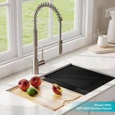 Is there a kraus undermount 16g, single bowl stainless sink you can recommend that is somewhere. Kraus Kore Workstation Undermount Stainless Steel 30 In Single Bowl Kitchen Sink W Integrated Ledge And Accessories Kwu110 30 The Home Depot Undermount Kitchen Sinks Single Bowl Kitchen Sink Stainless Steel Kitchen Sink