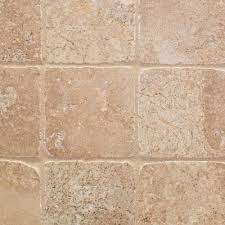 White clic tumbled travertine mosaic tiles 4x4 stone tile us. Noce Tumbled Travertine Tile 6 X 6 932100268 Floor And Decor