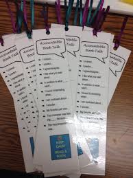 Accountable Book Talk Bookmarks I Made For A Book Club At School School Bookmarks 1st Day Of School Teaching Language Arts