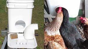 Here S Another Take On The Diy Chicken Feeder That Uses A 90 Storm Water Plumbing Elbow Cost Under 4 Chicken Feeder Diy Chicken Diy Easy Diy Chicken Feeder