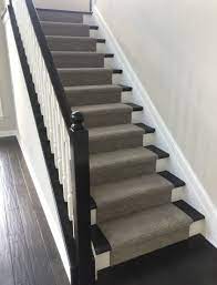 Epresso Stained Steps And Railing With A Carpet Runner Stair Runner Carpet Flooring Near Me Stairs