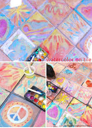 The ideas include combining watercolor painting with salt, rubbing alcohol, different resist methods, and more! Easy Art Ideas For Kids Watercolor On Tile Babble Dabble Do