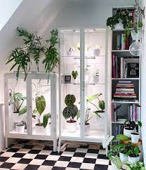 Gold painted mini indoor greenhouse. One Of The More Genius Uses Of Ikea S Fabrikor Cabinet Is Completely Hacking The Cabinet Into An Indoor Gre Plant Decor Indoor Indoor Greenhouse Indoor Gardens