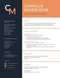 blue and orange formal academic resume