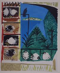 B x h = 41 x 51 nur. Nach Pablo Picasso Tauben Am Fenster Der Californie In Cannes Ca 1960 Lithografie Moderne Kunst Plazzart