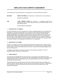 Non Compete Agreement Example Free Printable Documents Contract Template Non Disclosure Agreement Agreement
