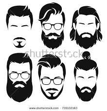 Set Of Silhouette Bearded Men Faces Hipsters Style With Different Haircuts Vector Illustration Beard Illustration Beard Drawing Beard Images