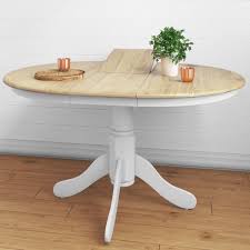 Npet extendable dining table with teak and matte white finish 15. Rhode Island Extendable Pedestal Dining Table In Oak White Seats 6 Buy Online In Bahamas At Bahamas Desertcart Com Productid 91234504