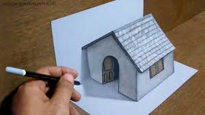 Trick Art Drawing 3d Tiny House On Paper Youtube 3d Art Drawing Illusion Drawings 3d Drawings