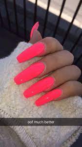 Untitled Acrylicnails Coral Acrylic Nails Summer Nails Neon Pink Nails