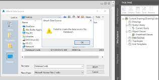 You'd have to find an older version of access to do the accdb conversion, then. Beim Versuch Eine Access Datenbank In Map 3d Anzuhangen Wird Die Meldung Angezeigt Dass Die Datenquelldatei Nicht Erstellt Werden Konnte Autocad Map 3d 2019 Autodesk Knowledge Network