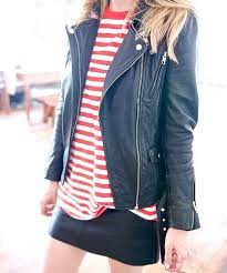 Helena Of Brooklyn Blonde In A Moto Jacket And Striped Tee Style Fashion Fashion Style Style Inspiration