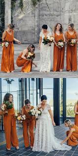 This Bride With Her Bridesmaids Are Simply Gorgeous Who Would Love To Have A Shot With Orange Bridesmaid Dresses Bridesmaids Jumpsuits Bridesmaid Dress Colors