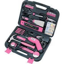 apollo tools dt0773n1 135 piece household tool set including 3 6v cordless screwdriver pink walmart com pink tools household tools pink tool set