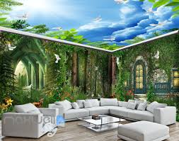 Sunny green forest wall mural wallpapers | online shop. 3d Forest House Pigeon Deer Wall Murals Wallpaper Art Print Decor Idcq Idecoroom