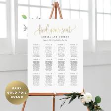 Seating Chart Lovely Calligraphy Lcg Faux Gold Foil