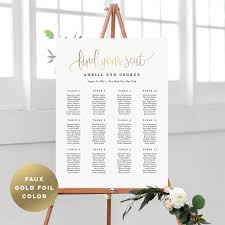 seating chart lovely calligraphy lcg faux gold foil