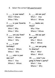 5 Exercises With Wh Question Words Esl Worksheets Wh Questions Worksheets English Worksheets For Kids This Or That Questions