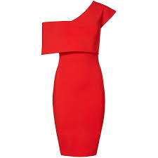 Elliatt Red One Shoulder Popover Dress Liked On Polyvore Featuring Dresses One Sleeve C Red Dress Sleeves Off One Shoulder Dress One Shoulder Cocktail Dress