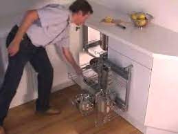 Magic front corner kitchen cabinet storage system with soft close mechanism. Hafele Magic Corner Ii Youtube