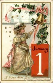 January 1 A Happy New Year New Year Postcard Vintage Happy New Year Vintage Christmas Cards