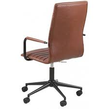 24designs winston bureaustoel kunstleer cognac bruin zwart metalen onderstel met wielen bureaustoel stoelen kantoor aan huis decor