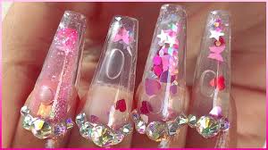 Love Heart Aquarium Press On Nails Valentine Nails Pink Nail Designs Valentines Aquarium Nails