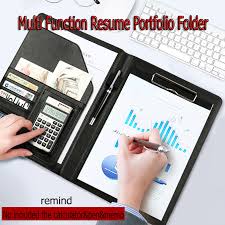 A4 Leather Multi Function Portfolio File Folder Interview Resume Document Organizer Bag Business Card Holder Binder Writing Pad A4 Leather Portfolio Folder A4leather Folder Documents A4 Aliexpress