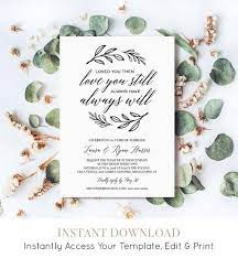 Renew Vows Invitation Template Printable Wedding Anniversary Etsy Vow Renewal Invitations Wedding Renewal Vows Wedding Vows Template