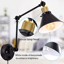 Wall sconces are available with three major types of power sources: Wall Sconce Plug In Dimmable Wall Sconce With Switch Swing Arm Wall Lights Plug In Wall Mounted Light Wall Sconce Lighting With 6ft Plug In Cord E27 Base Ul Listed Walmart Com