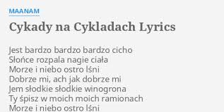 Скачать минус песни «cykady na cykladach» 256kbps. Cykady Na Cykladach Lyrics By Maanam Jest Bardzo Bardzo Bardzo