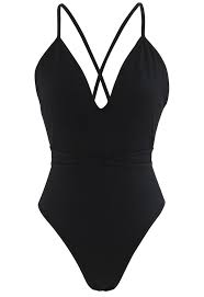 Tie Back Cutout High Leg One Piece Swimsuit Black One Piece Bathing Suit Black Swimsuit Swimsuits