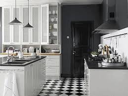 Black And White Checkered Kitchen Decor Kitchen Kitchens With Black And White Floors Sleek Granite Countertop Wooden Counter Cherry Small White Kitchen Decor White Tile Kitchen Floor Bistro Kitchen