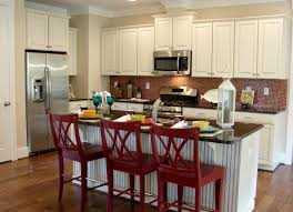 red and beige country kitchens images