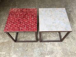 artetsud com table zellige 45x45cm motif cube r1 motif cube g1 table zellige table table en ceramique