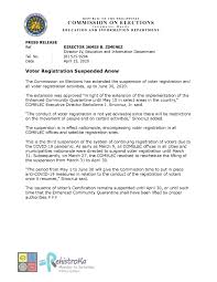 The system of continuing registration of voters for the 2022 national and local elections will resume on january 20, 2020, the commission on elections said. Voter Registration For National Election Resumes On July 1
