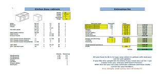 kitchen cabinets cut list and estimate
