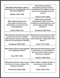 If you paid attention in history class, you might have a shot at a few of these answers. Renaissance Quiz Game Question Cards Student Handouts