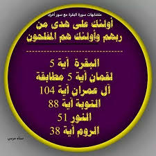 وأولئك هم المفلحون ٦ مرات فى القرآن أ و ل ئ ك ع ل ى ه د ى م ن ر ب ه م و أ و ل ئ ك ه م ال م ف ل ح ون آية مطابقة فى البقرة ولقمان وسبحان الله ح Quotes