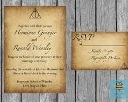 Harry Potter Invitations On Etsy A Global Handmade And Vintage Marketpl Harry Potter Wedding Invitations Wedding Invitation Templates Harry Potter Invitations