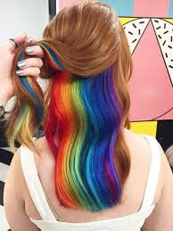 Tren Cat Rambut Terbaru Rambut Warna Warni Yang Tersembunyi Hair Color Underneath Rainbow Hair Color Hidden Rainbow Hair