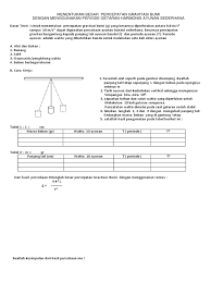 Ayunan bandul sepanjang 49 cm digetarkan, apabila percepatan gravitasi bumi 9,8 m/s, periode ayunan bandul sebesar. Alks Ayunan Bandul