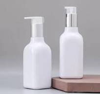 200ml 6.8oz White Square Cosmetic Pump Bottle Empty Shampoo Lotion  Container Shower Gel Plastic Packaging Bottle