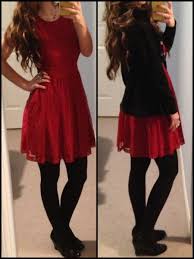 Christmas Eve Mass Outfit 2013 Red Lace Dress With Crisscross Cutout On Back From Forever 21 Lace Dress Outfit Red Lace Dress Outfit Red Dress Black Tights
