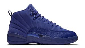 The shoe's leather upper sports stitching drawn from japan's rising sun flag, finished in stone blue and complemented by legend blue on the heel patch and tongue jumpman branding. Air Jordan 12 Retro Blue Suede Jordan Sole Collector
