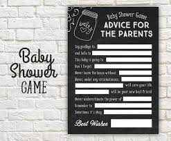 Advice Baby Shower Game Advice Parents To Be Shower Chalkboard Neutral Theme Printable Shower Advice F Baby Shower Activities Baby Shower Bbq Baby Shower