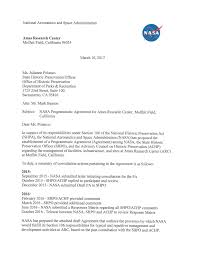 NASA Programmatic Agreement for Ames Research Center, Moffett Field,  California